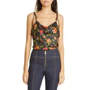 Cinq A Sept 'Marta' Floral Black Satin Camisole Size S